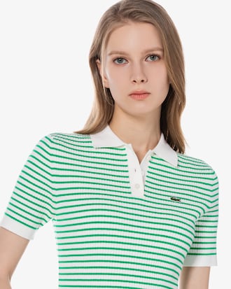 케이블 반팔 폴로 스웨터