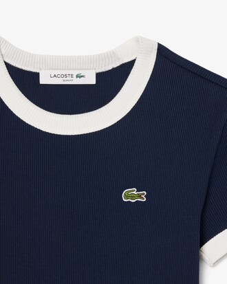 립조직 슬림핏 배색 반팔 티셔츠