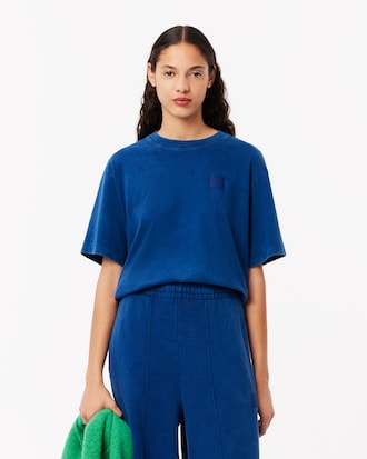 테니스 볼 뱃지 가먼트다잉 반팔 티셔츠