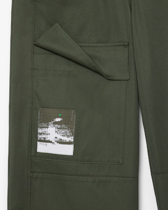 사이드 플랩 와이드핏 코튼 팬츠