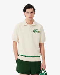 남성 더블 피케 스트라이프 밑단 니트 폴로