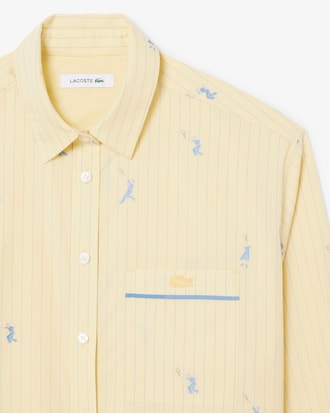 자수 포인트 스트라이프 셔츠