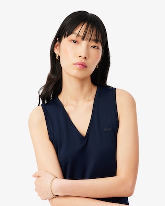 브이넥 슬리브리스 플리츠 원피스