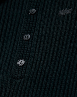 빅 케이블 칼라 울 리브 스웨터