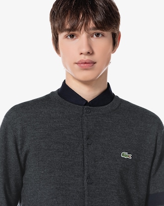 크루넥 소매팁 가디건