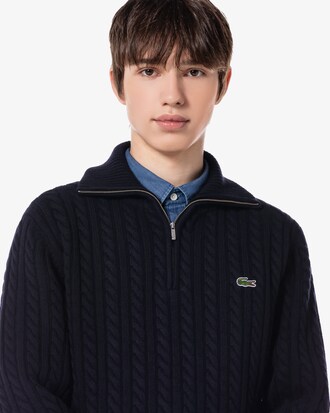 케이블 반집업 와이드 카라 풀오버