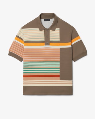 더블페이스 3D 스트라이프 오버사이즈 니트 폴로