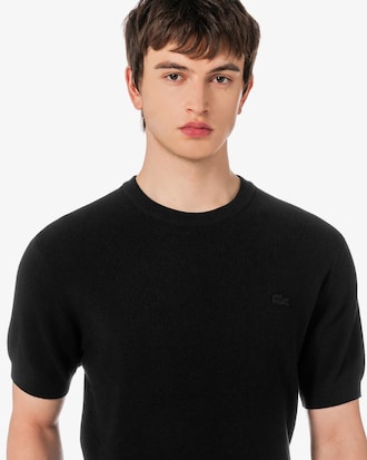 반팔 립조직 연사 크루넥 풀오버