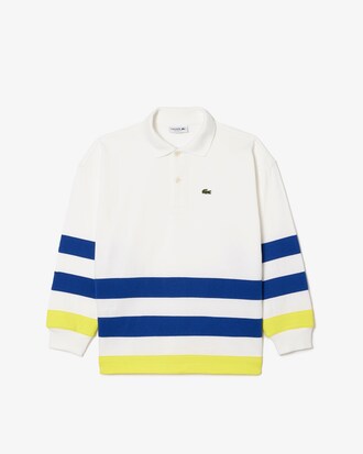 라인 배색 긴팔 저지 폴로