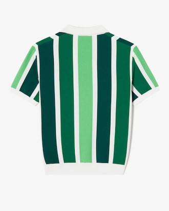 스트라이프 반팔 폴로 스웨터