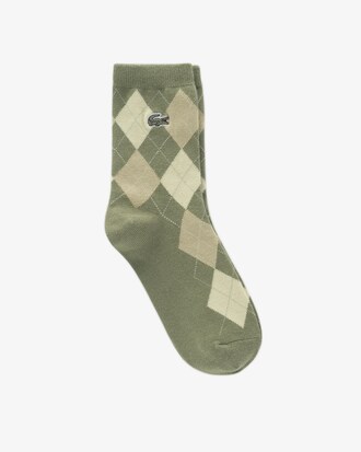 여성 팬시 아가일 중목 양말