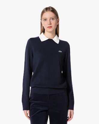 카라 탈부착 크루넥 스웨터