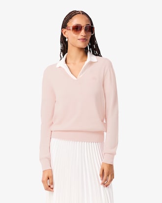 코튼 브이넥 스웨터