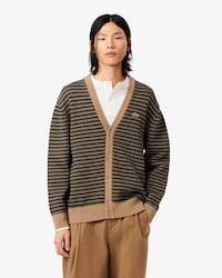 코튼 패턴 V넥 가디건