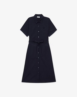 벨트형 반팔 셔츠 드레스