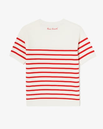 스트라이프 반팔 스웨터