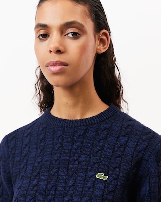 울혼방 케이블 크루넥 스웨터