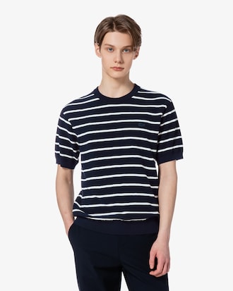 솔리드 반팔 크루넥 스웨터