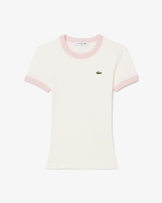 립조직 슬림핏 배색 반팔 티셔츠