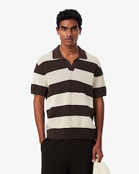 볼드 스트라이프 반팔 폴로 스웨터