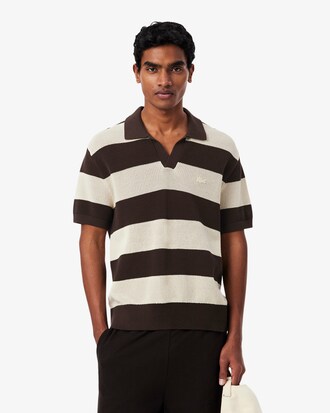 볼드 스트라이프 반팔 폴로 스웨터