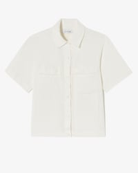 린넨 오픈워크 반팔 셔츠