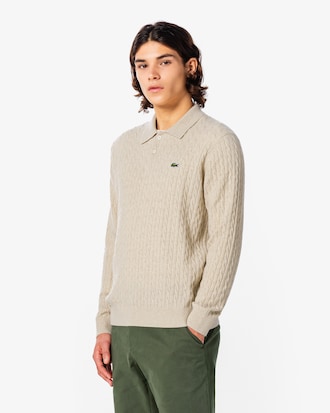 케이블 긴팔 폴로 스웨터