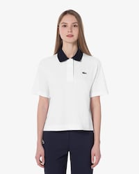 컬러블럭 세미크롭 폴로셔츠