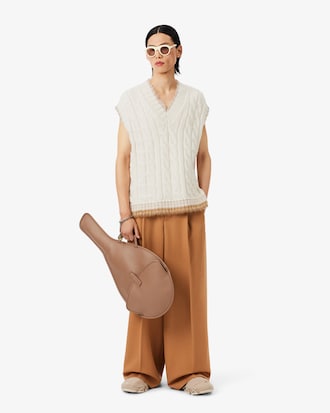 빅 케이블 슬리브리스 울 스웨터