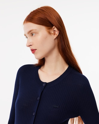 슬림핏 립조직 크루넥 가디건