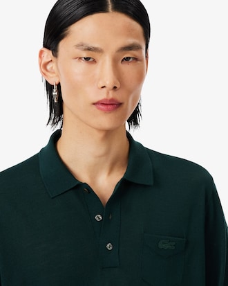 메리노 저지 롱슬리브 폴로 스웨터