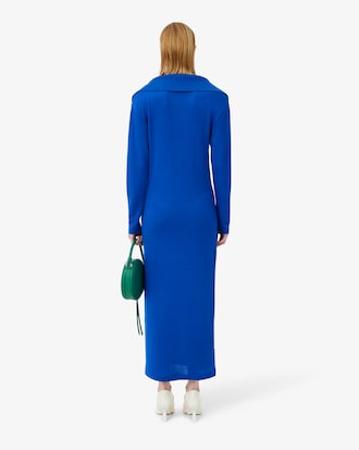 여성 샤이니 스트레치 피케 롱 드레스