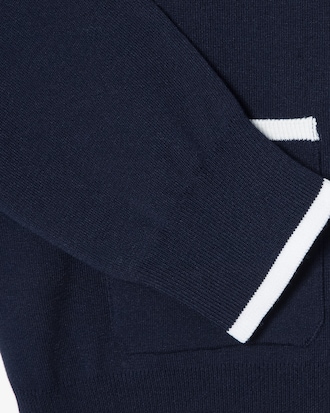 컬러티핑 윙카라 집업 스웨터