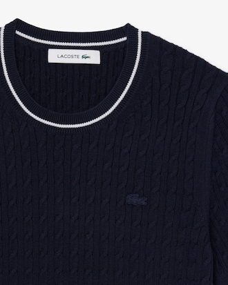 티핑 케이블 반팔 스웨터