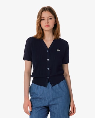 브이넥 반팔 가디건