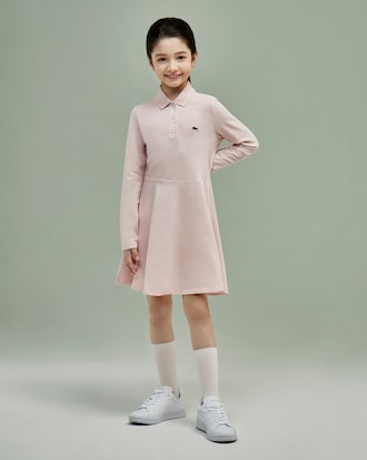 여아 긴팔 폴로 플레어 원피스