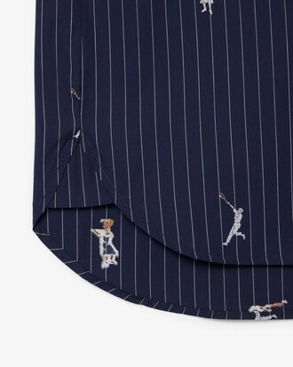 자수 포인트 스트라이프 셔츠