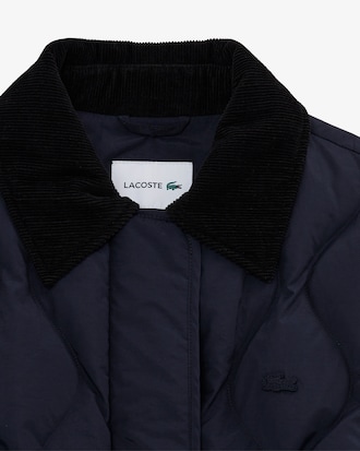 물결 퀼팅 코듀로이 카라 중힙 다운