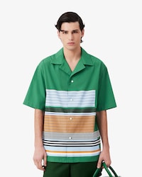 남성 스트라이프 프린트 루즈핏 반팔 셔츠