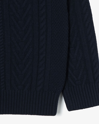 변형 케이블 크루넥 가디건