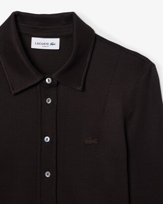 샤이니 피케 긴팔 폴로 셔츠