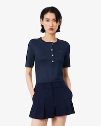 샤이니 피케 헨리넥 반팔 티셔츠