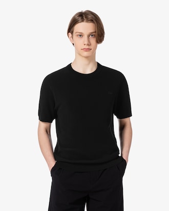 솔리드 반팔 크루넥 스웨터