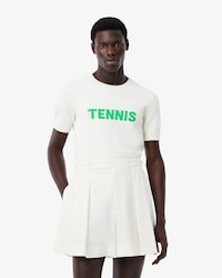 TENNIS 레터링 자카드 슬림핏 니트 티셔츠