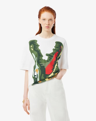 루즈핏 크록 그래픽 인터록 저지 티셔츠