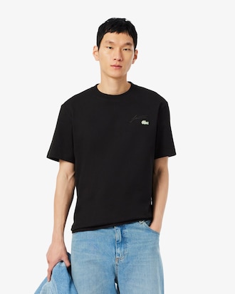 레터링 자수 클래식핏 반팔 티셔츠