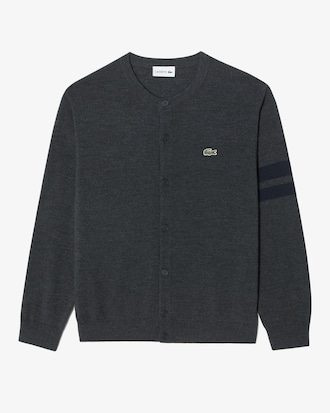 크루넥 소매팁 가디건