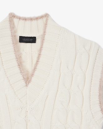 빅 케이블 슬리브리스 울 스웨터