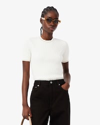 티핑 케이블 반팔 스웨터