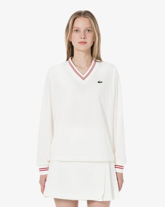 우븐 브이넥 스웻셔츠